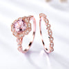 Vintage Pink Morganite Rose Gold Tone Ring Set
