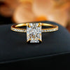 Simple 2.0 CT Radiant Cut Golden Tone Engagement Ring