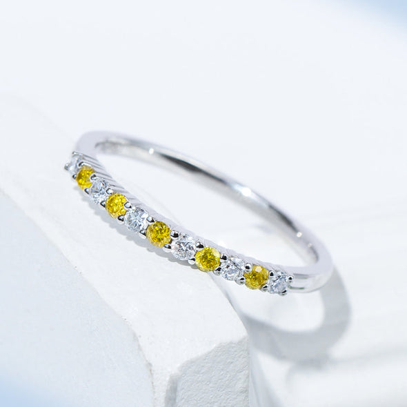 Two Tone Design 18k White Gold Plated Wedding Band