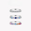 Round Cut Multi-color Sterling Silver Wedding Band