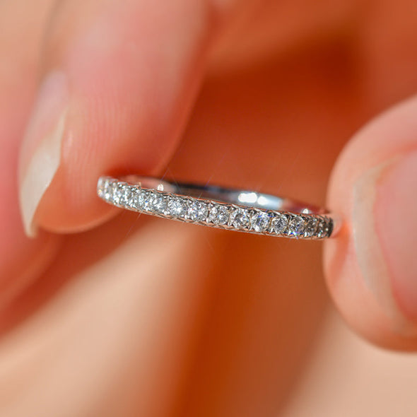 Simple Half Eternity Sterling Silver Wedding Band