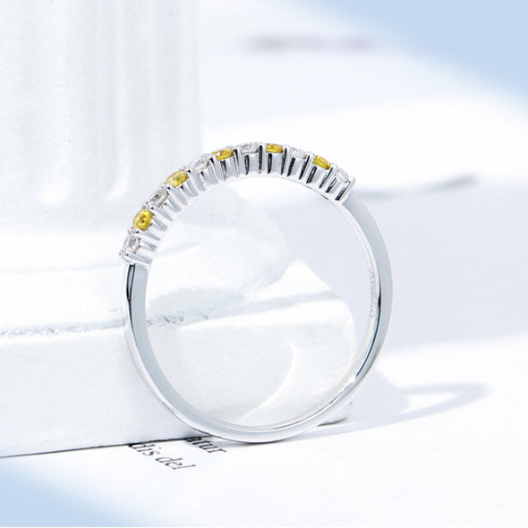 Two Tone Design 18k White Gold Plated Wedding Band