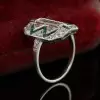Art Deco 2.5ctw Baguette Cut White Sapphire & Emerald Cocktail Ring