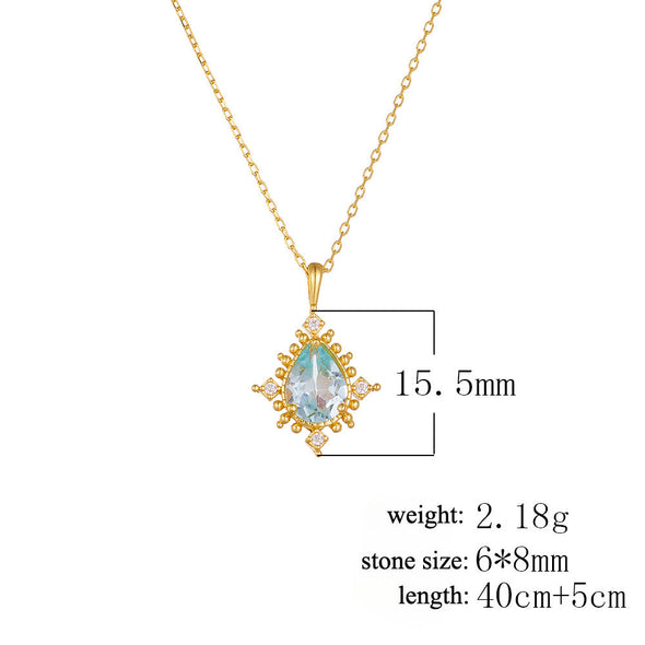 Luxury Pear Shape Topaz Pendant Neckalce