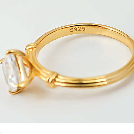 Vintage Princess Cut Sterling Silver Engagement Ring