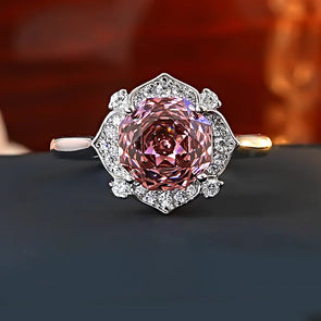 Vintage Rose Design 18K White Gold Plated Engagement Ring