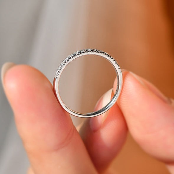 Simple Half Eternity Sterling Silver Wedding Band