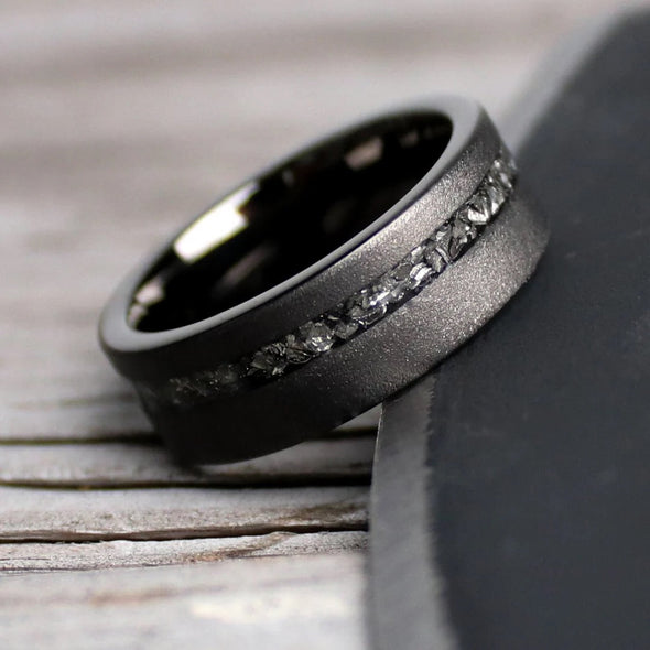 Black Meteorite Men's Wedding Band