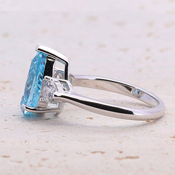 4.0ct Pear Cut Blue Gemstone Engagement Ring