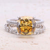 5.0ct Cushion Cut Yellow Gemstone Sterling Silver Bridal Set