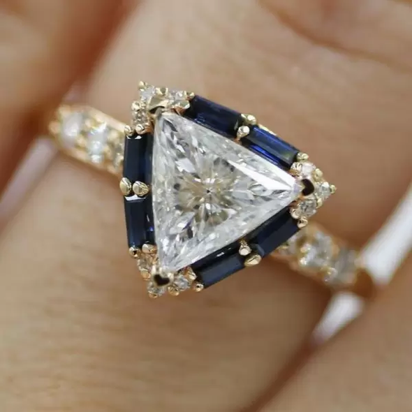 2ctw Trillion Cut Sapphire Engagement Ring