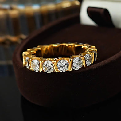 Stunning Round Cut Paved Sterling Silver Wedding Band