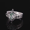 3 Pcs Geometric Natural Black And Green Moss Agate Ring Set