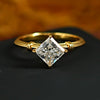 Vintage Princess Cut Sterling Silver Engagement Ring