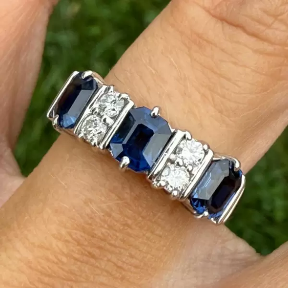 2.36ctw Emerald Cut Sapphire Band Ring
