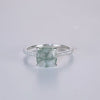 Cushion Shape Natural Green Moss Agate Engagement Ring