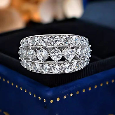 Stunning 3 Rows Sterling Silver Women's Wedding Band
