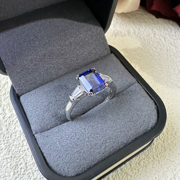 Unique Three Stone 2.5ct Tanzanite Blue Engagement Ring