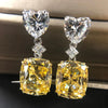 Fancy Yellow Cushion Cut Drop Earrings