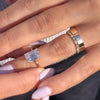 3PCS Golden Tone Emerald Cut Plain Matching Band Bridal Set