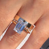 3PCS Golden Tone Emerald Cut Plain Matching Band Bridal Set