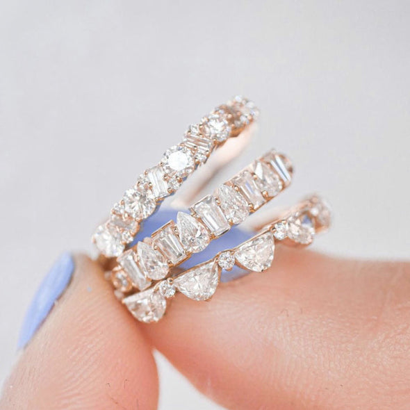 Elegant Half Eternity Sterling Silver Wedding Band
