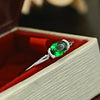 Simple Vintage Green Oval Cut Sterling Silver Engagement Ring