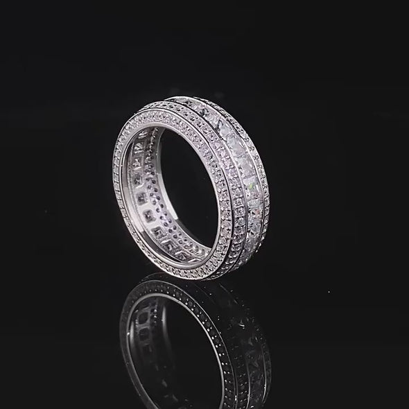 Exquisite 5 Rows Eternity Sterling Silver Wedding Women's Band