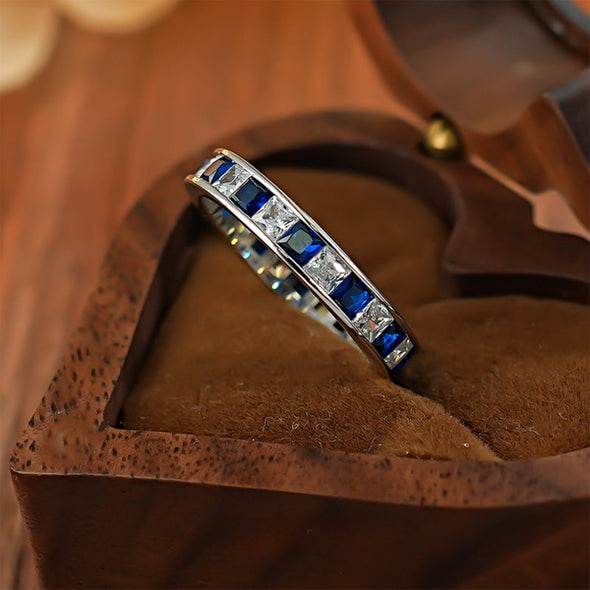 Sparkling Two Tone Design Paved Sterling Silver Wedding Band