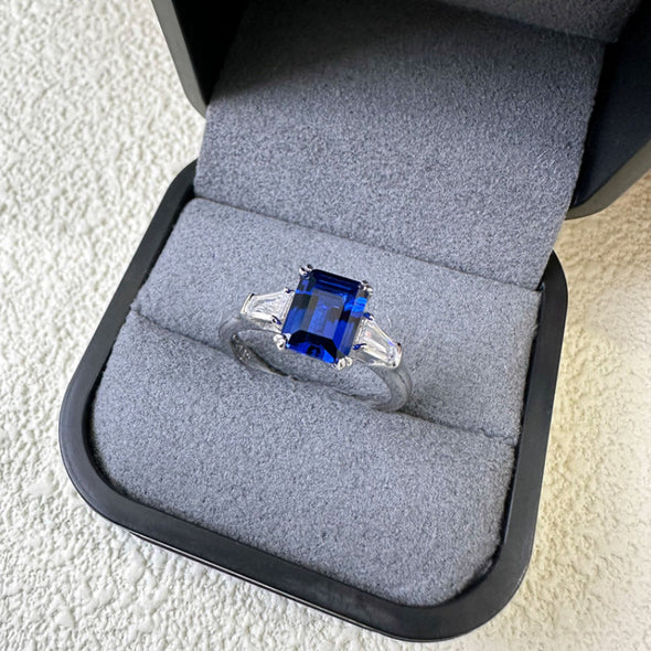 Unique Three Stone 2.5ct Tanzanite Blue Engagement Ring
