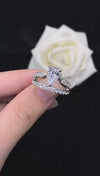 1.5ct Pear Cut 18K White Gold Plated Wedding Ring Set