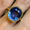 Vintage 9ctw Cushion Cut Sapphire Bezel Setting Solitaire Ring