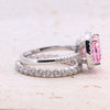 3.5ct Cushion Cut Halo Multi Color Sterling Silver Bridal Set