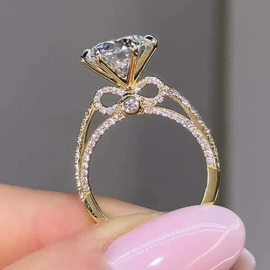 Classic Round Cut 6 Prong 925 Sterling Silver Engagement Ring