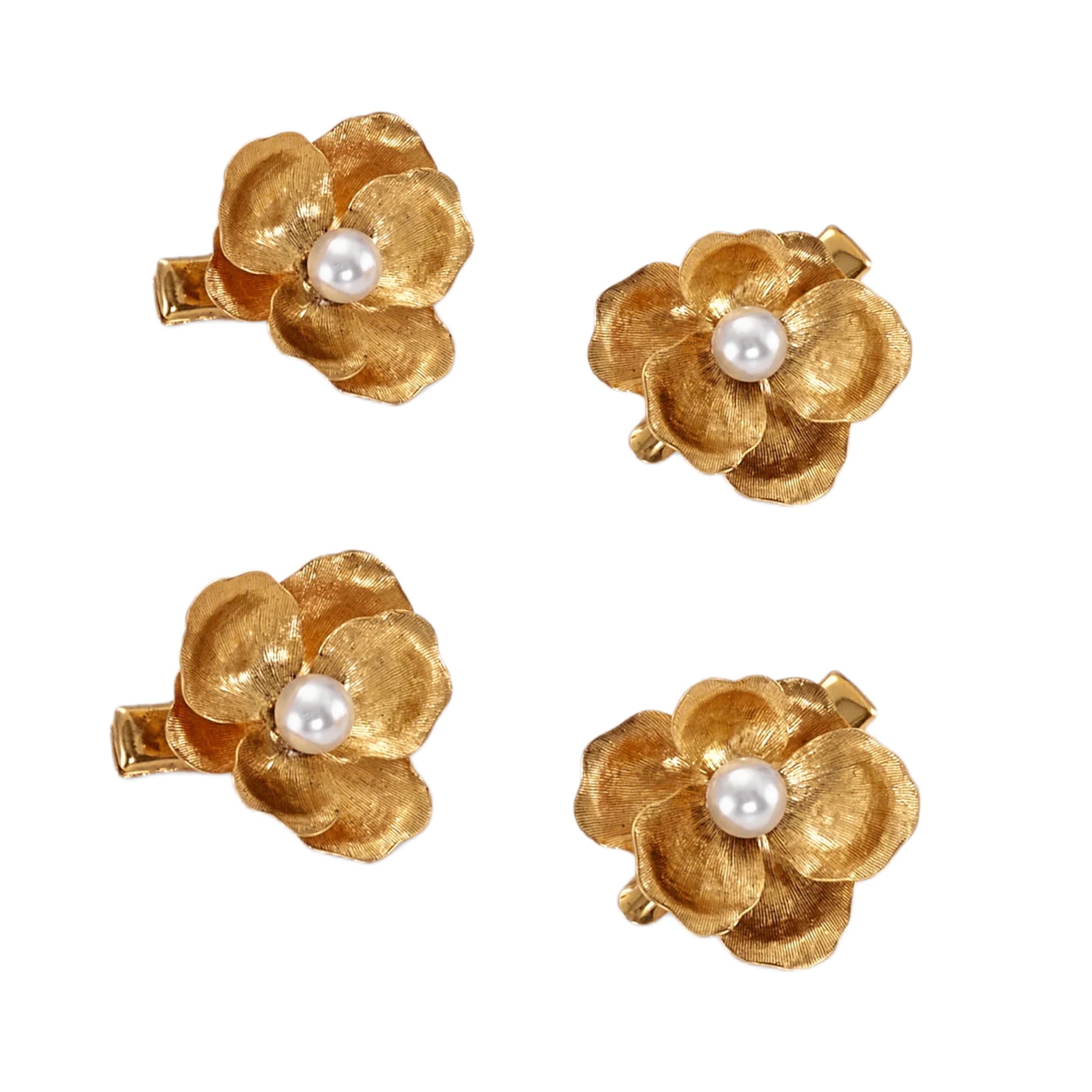 Floral Hair Clip Set ¨C 4-Piece Elegant Blooming Barrettes