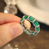 Emerald Cut Eternity Green Wedding Band In Sterling Silver