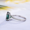 Classic Oval Cut Emerald Green Engagement Ring In Sterling Silver