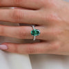 Classic Oval Cut Emerald Green Engagement Ring In Sterling Silver