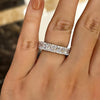 Stunning Cushion Cut Wedding Band In Sterling Silver