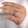 Gorgeous Emerald Cut & Round Cut Alternating Sterling Silver Wedding Band Set