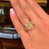 Luxurious Golden Tone Radiant Cut Engagement Ring In Sterling Silver