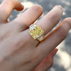 Luxurious Golden Tone Radiant Cut Engagement Ring In Sterling Silver