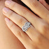 Dainty Pave Infinity Knot Design Wedding Band In Sterling Silver