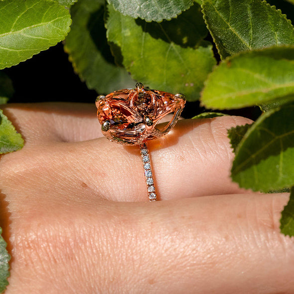 Stunning Pear Cut Morganite Engagement Ring In Sterling Silver