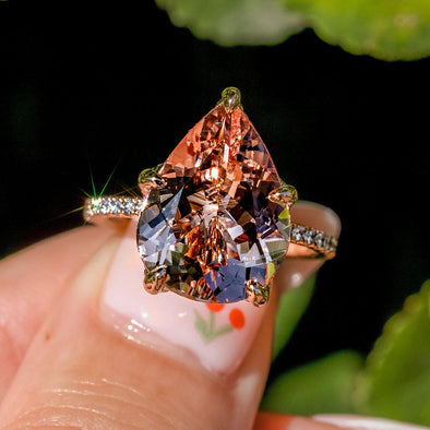 Stunning Pear Cut Morganite Engagement Ring In Sterling Silver