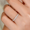 Exclusive 3 Rows Round Cut Half-Eternity Sterling Silver Wedding Band