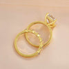 Exquisite Golden Tone Radiant Cut Wedding Bridal Set In Sterling Silver