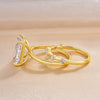 Exquisite Golden Tone Radiant Cut Wedding Bridal Set In Sterling Silver