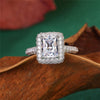 Sparkle Halo Radiant Cut 925 Sterling Silver Engagement Ring