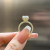 Gorgeous Golden Tone Emerald Cut Engagement Ring In Sterling Silver